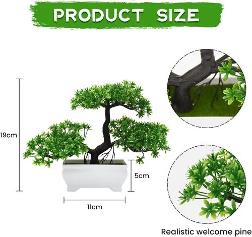 Vista 4 de Árbol Bonsái Artificial Pino Nube Planta Biónica Interior Pequeñas Plantas Falsas Decoración Jardín Zen Escritorio Casa Escritorio Oficina Baño