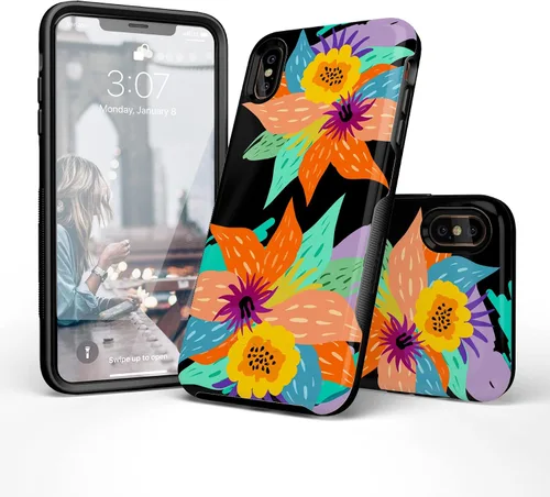 Vista 46 de Casely Funda para iPhone Xs Max Funda con estampado de festival (solo buenas vibraciones)