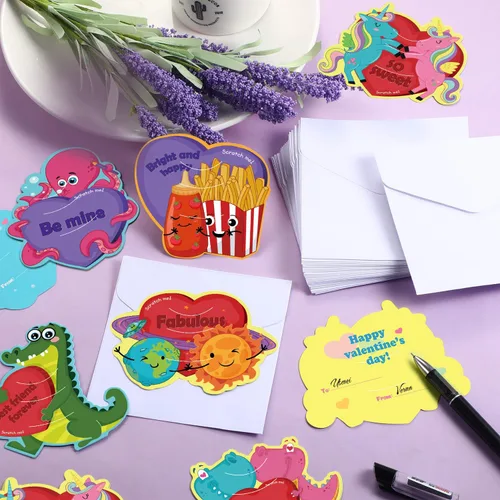 Vista 5 de 36 tarjetas del día de San Valentín para rascar y oler lápices, 6 patrones y aromas, tarjetas para rascar y oler con 36 sobres para intercambio