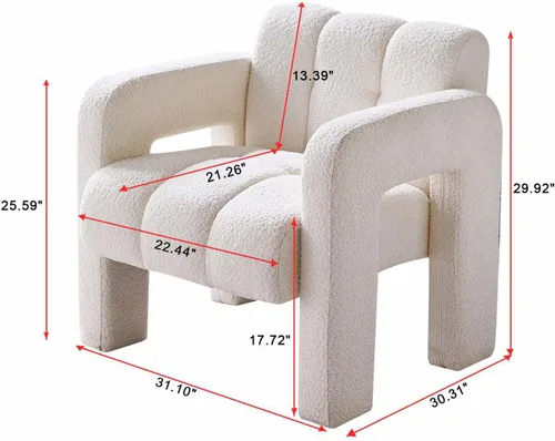 Vista 2 de Silla decorativa para sala de estar, moderna y cómoda silla de lectura para dormitorio, silla lateral tapizada de tela de boucle para sala de estar