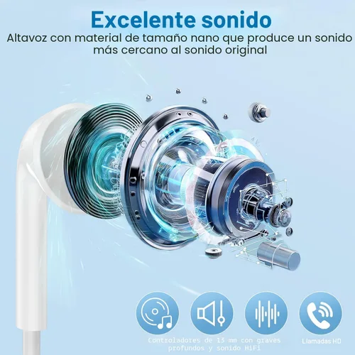 Vista 3 de 1 paquete de auriculares USB C para iPhone 17/16/15 Pro Max, auriculares tipo C con cable con micrófono y control remoto, cancelación de ruido