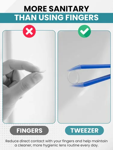 Vista 3 de Pinzas para quitar y insertar lentes de contacto suaves - Color verde para quitar e insertar lentes de contacto Verde con puntas de silicona suave