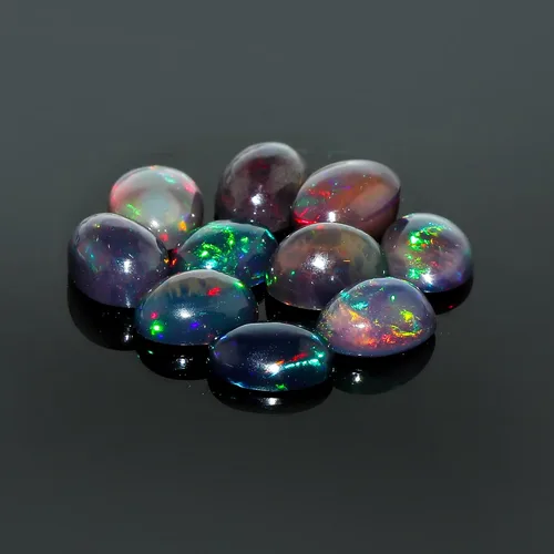 Vista 5 de AURA GEMS Ópalo Natural Negro Óvalo - Juego al por Mayor de Gemas de Ópalo Etíope - Cristales Sanadores - Juego a Granel de Gemas para Hacer Joyería