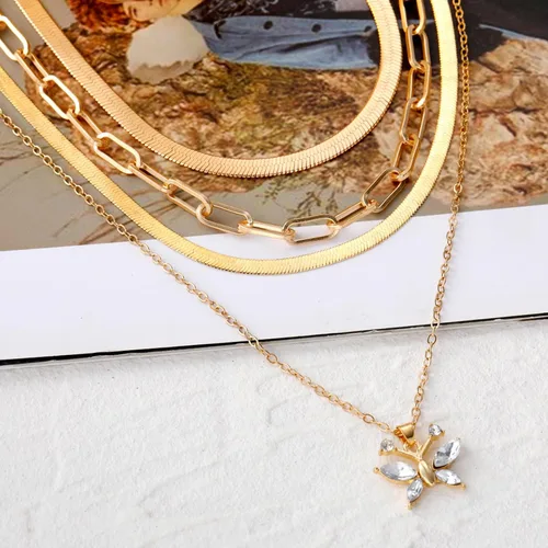 Vista 6 de VKME Juego de 45 piezas de joyería dorada para mujeres y niñas, aretes colgantes delicados, elegantes anillos de nudillos, pulseras y collares