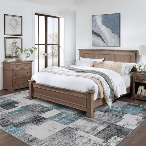 Vista 4 de Alfombra de área para sala de estar: 5 x 7, suave, moderna, abstracta, esponjosa, con respaldo antideslizante, alfombra lavable de felpa