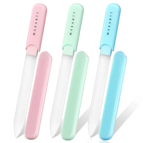 Vista 10 de Makartt Lima de Uñas - Lima de Uñas de Cristal con Estuche, Limas de Uñas de Cristal con Chorro de Arena de Doble Cara para Uñas Naturales, Buffer