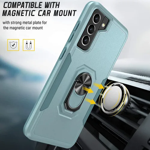 Vista 7 de Oterkin Funda para Samsung Galaxy S21 FE, resistente grado militar, a prueba de golpes, para Galaxy S21 FE 5G con anillo de soporte, protector