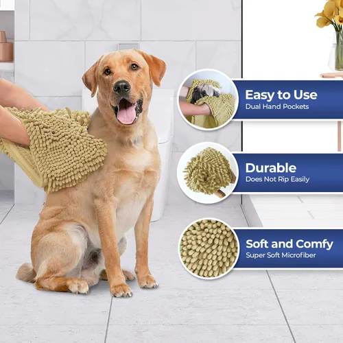 Vista 4 de Muddy Mat Secador de perros, gamuza lavable de microfibra altamente absorbente, absorbente de toallas de secado rápido, toallas de baño de felpilla