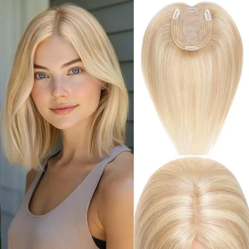 Vista 83 de Rich Choices Pelucas con topper de cabello para mujeres, cabello humano real 100% Remy, sin flequillo, para mujeres con adelgazamiento en la parte