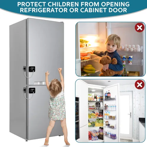 Vista 5 de Paquete de 12 cerraduras para refrigerador con 12 llaves, cerradura de combinación de adhesivos para niños, armario de seguridad para niños, Negro