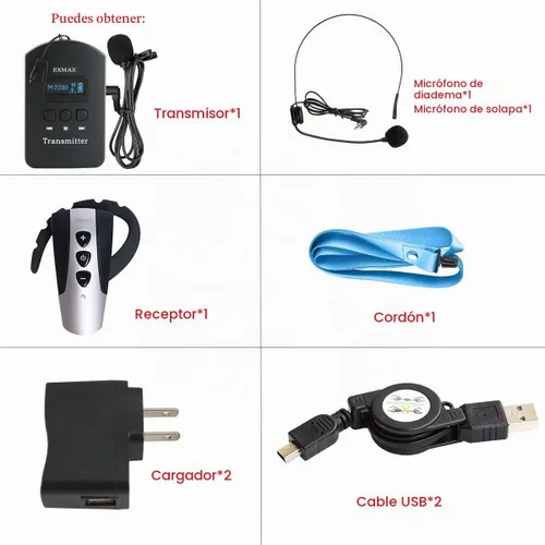 Vista 9 de EXMAX Sistema inalámbrico de guía turístico de audio 2.4G, micrófono susurro, transmisión de voz, traductor de iglesia, dispositivo de intérprete