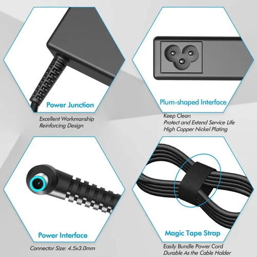 Vista 6 de Cargador de CA de 150 W para HP ZBook 15 15u 15v G3 G4 G5 G6 ZBook Studio 15 G3 G4 G5 G6 OMEN x por HP 15 17 Create G7 Victus 16 Fury 15 17 G7 G8