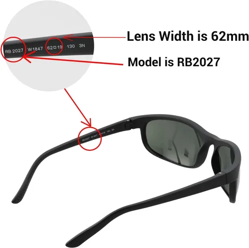 Vista 4 de Walleva Lentes de repuesto para lentes de sol Ray-Ban RB2027 de 2.441in, múltiples opciones disponibles