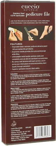Vista 3 de Cuccio Naturale - Kit de archivos de pedicura reutilizables de acero inoxidable con 30 recambios adicionales, herramienta profesional