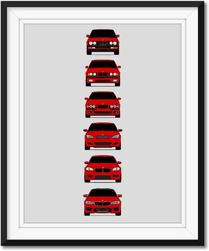 Vista 8 de Custom Car Posters Handmade Poster compatible with BMW M5 Generations and Print of BMW Car Models: E28, E34, E39, E60, F10, F90 - Multi, 8x10