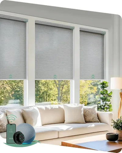 Vista 18 de Yoolax Persianas motorizadas con control remoto, persianas inteligentes opacas para ventanas, persianas enrollables motorizadas, persianas