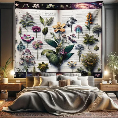 Vista 81 de Ambesonne Tapiz verde, fases lunares alrededor de un árbol de la vida, impresión de diseño bohemio de astrología nocturna, decoración de tela
