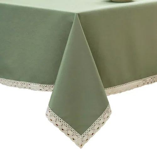 Vista 24 de EHouseHome Mantel de lino sintético con ribete de encaje, impermeable, a prueba de derrames, resistente a las manchas, sin arrugas, a prueba