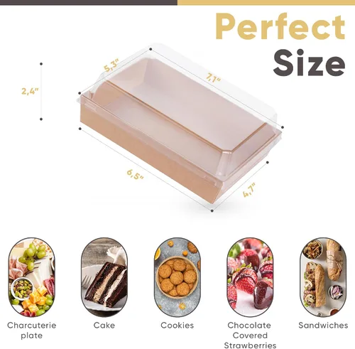 Vista 2 de Leafiew Paquete de 25 Cajas de Charcutería de 7x5 Pulgadas con Tapas Transparentes - Tablero de Papel Individual Para Llevar de Charcutería con 25