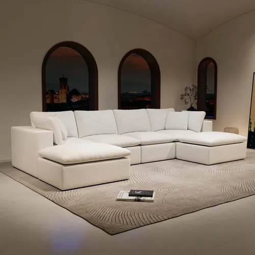 Vista 2 de 108.3x68.9 Inch Modular Sectional Sofa Seat, Upholstered Compressed Couch for Living Room Bedroom Apartment, No Assembly Required, 4PC Free
