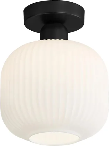 Vista 15 de KCO Lighting - Lámpara de techo de latón antiguo, lámpara de techo semiempotrada de vidrio de leche vintage, lámpara de techo pequeña dorada