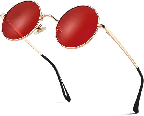 Vista 12 de Gafas de sol polarizadas redondas pequeñas para mujeres y hombres, gafas de negro/gris