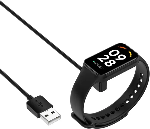 Vista 4 de Cargador de reloj de repuesto compatible con Redmi Smart Band 2, cable USB de 3.3 pies, cable de carga portátil para Redmi Band 2 (negro x 2)
