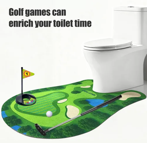 Vista 3 de PITCOTT Juego de golf de inodoro, mini golf que se puede jugar en el baño, maravilloso tiempo para el baño, regalos de broma, divertido regalo