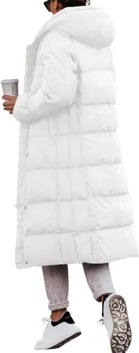 Vista 5 de Yousify Chaqueta acolchada para mujer, abrigos largos de invierno 2023 con cremallera, ropa de abrigo larga S-2XL