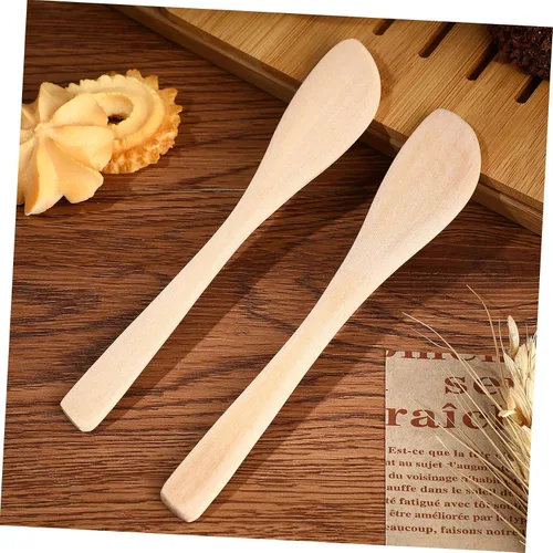 Vista 9 de BESTONZON Juego de 20 cuchillos de mantequilla de madera, mini esparcidor de mermelada para sándwich de queso, espátula de madera pequeña, espátula