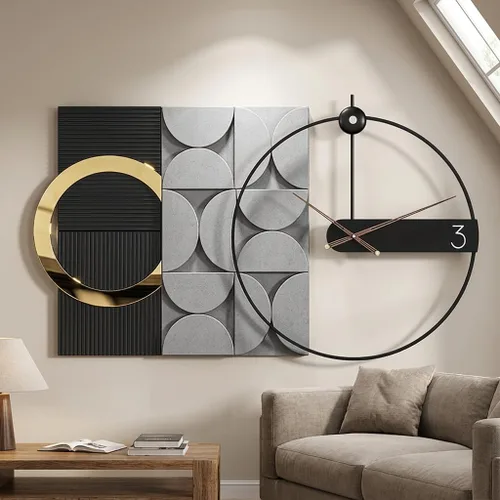 Vista 5 de Reloj de pared decorativo grande, silencioso, sin tictac, moderno, de metal, decoración para sala de estar, oficina, dormitorio, cocina