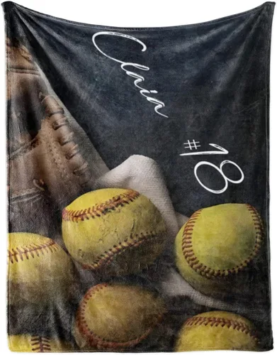 Vista 8 de Manta suave personalizada para bebés: manta de diseño de béisbol personalizada para niños con nombre y número, regalos de ropa de cama para bebés