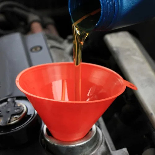 Vista 6 de Juego de 6 piezas de embudos automotrices, embudos de boca ancha para combustible, embudo de aceite de cuello largo de plástico, embudo flexible