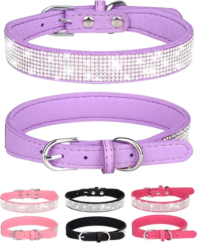 Vista 16 de Bling - Collar de perro para perros pequeños, medianos y grandes, collares de perro con corona de diamantes de imitación para perros hembra y macho