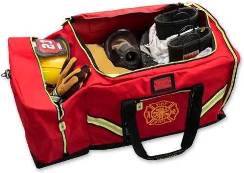 Vista 4 de Lightning X - Bolsa personalizable para equipo de bomberos con nombre bordado, 3XL, color rojo
