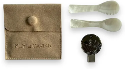 Vista 6 de Caviar Key - Abridor de latas + juego de cucharas de nácar (ónix)