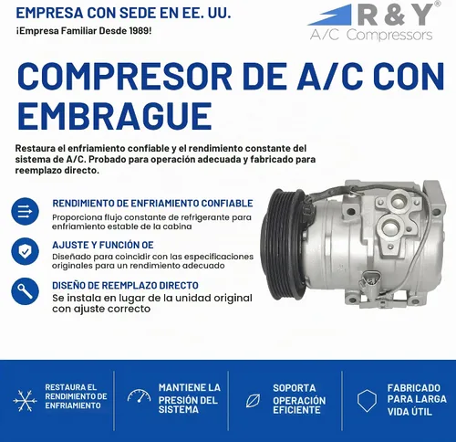 Vista 2 de RYC Compresor de aire acondicionado automotriz y embrague de A/C GG390