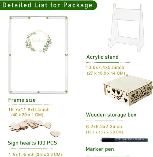 Vista 2 de AerWo Libro de Invitados de Boda Alternativo, Libro de Invitados Recepción de Boda, Caja de Libro de Invitados de Acrílico con Soporte, Caja