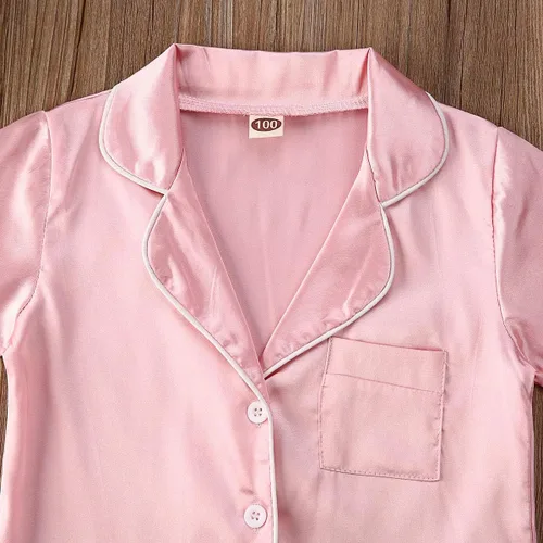 Vista 140 de Conjunto de pijama de manga larga con botones para niña pequeña, conjunto de ropa de dormir