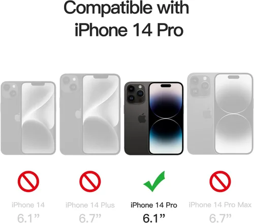 Vista 2 de JETech Funda transparente suave para iPhone 14 Pro de 6.1 pulgadas, protección completa para lente de cámara, compatible con carga inalámbrica Negro