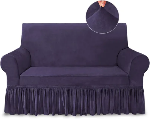 Vista 30 de NICEEC Funda para sofá biplaza, súper suave, 1 pieza, color rojo vino, elástica, universal, de elastano, para sala de estar, fácil ajuste, lavable