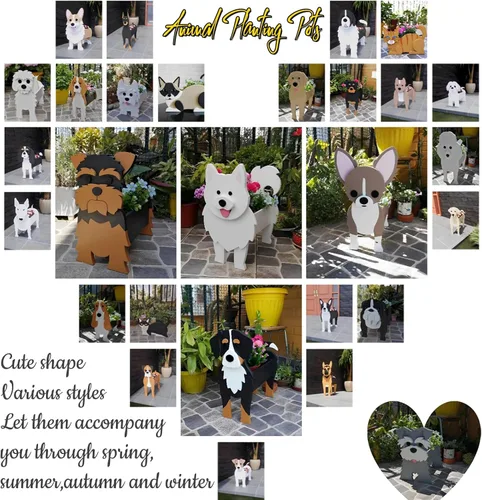 Vista 5 de Macetero de flores para perros, regalos para mujeres, bonitas macetas de PVC para perros, macetas para interiores y exteriores, maceta de jardín