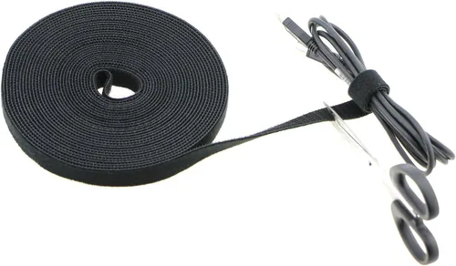 Vista 4 de cinta de sujeción de doble faz, tira de nailon, control de cables eléctrico, 1 gancho de rollo