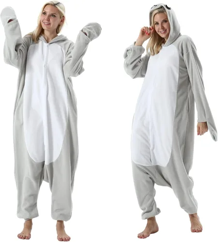 Vista 2 de SimZoo Adult Animal Onesie Pajamas, Men and Women's Animal Cosplay Costume Sleepwear, One-Piece Unisex Homewear