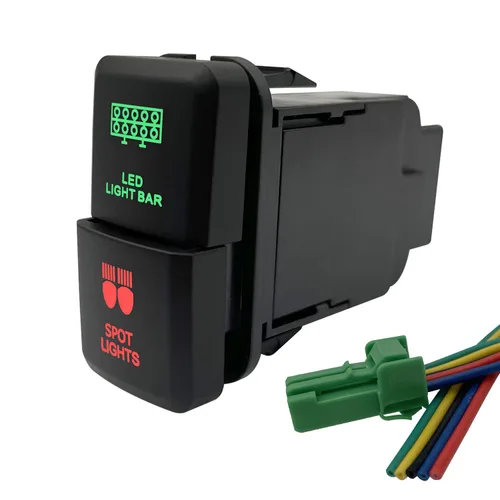 Vista 17 de Compresor de aire y Interruptor de botón doble de bloqueo de diferencial trasero para Toyota Tacoma Prado Fortuner Hilux 39mm X 21mm