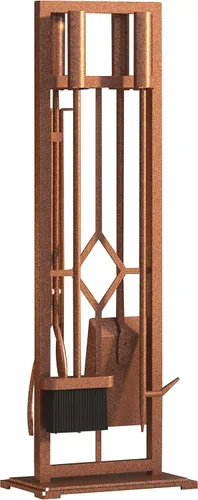 Vista 9 de Fire Beauty Juego de 5 herramientas para chimenea de hierro forjado, soporte para poker (bronce antiguo)