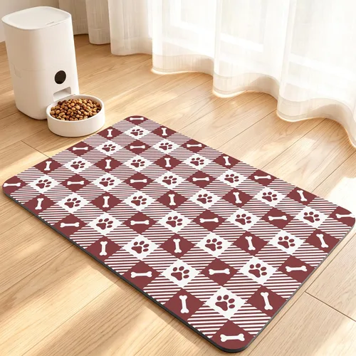 Vista 23 de Tapete de comida para perros, tapete absorbente para alimentación Patas de perro beige