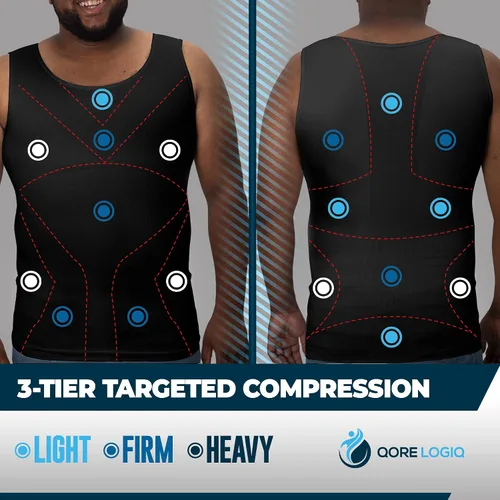 Vista 5 de QORE LOGIQ Gynecomastia - Camisas de compresión para hombre camiseta sin mangas adelgazante moldeador de cuerpo fajas para hombres brasier