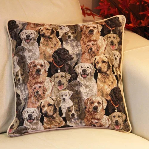 Vista 5 de Signare Funda de almohada cuadrada de doble cara para tapiz, 18 x 18 pulgadas (sin relleno), diseño de perro labrador