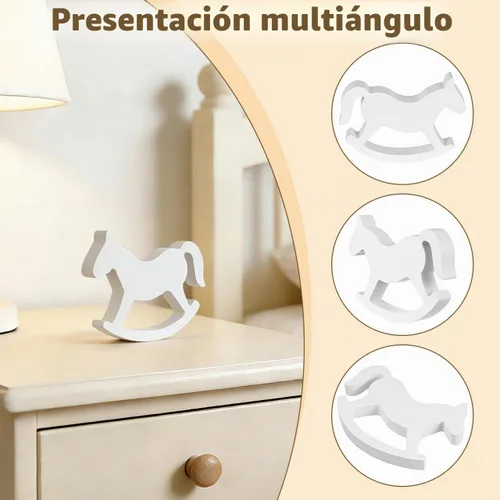 Vista 6 de ULTNICE Pequeño caballo mecedora de madera juguetes para niños - blanco
